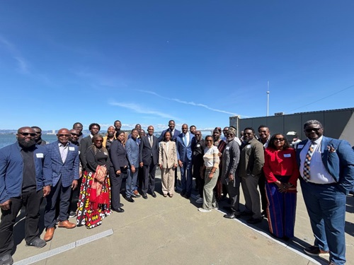 State, international, and partner representatives gather for a group photo during the 2026 California-Africa Climate and Economic Forum.