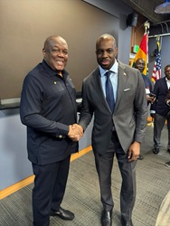 Image of Secretary Omishakin standing with Ghanaian Ambassador His Excellency Victor Emmanuel Smith